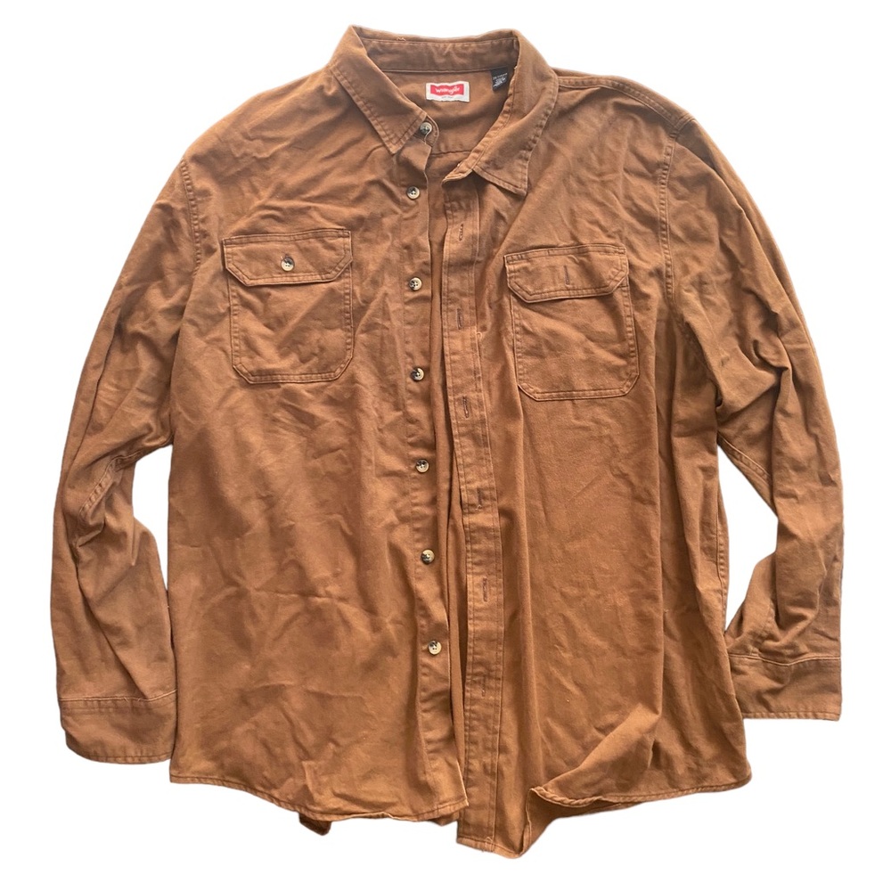 Vintage Wrangler Brown Button-Up Work
Shirt - Size 2XL